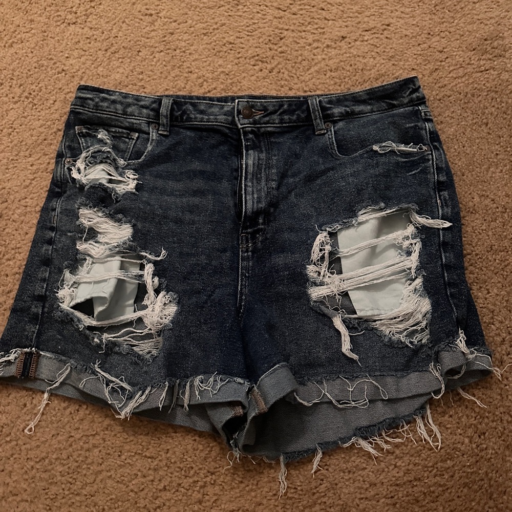 American Eagle Outfitters Blue Distressed Jean Shorts